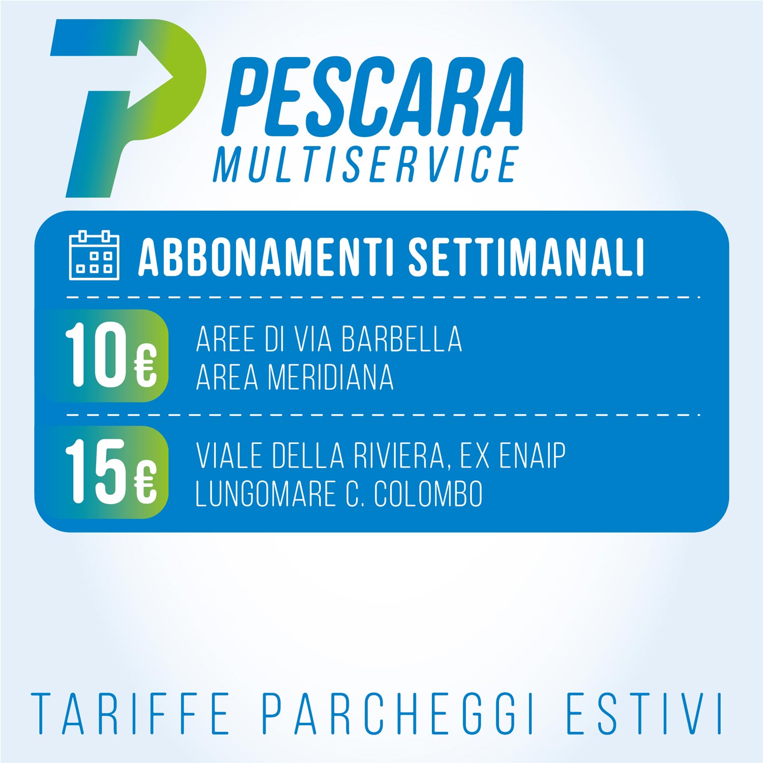 parcheggi estivi pescara abbonamenti settimanali